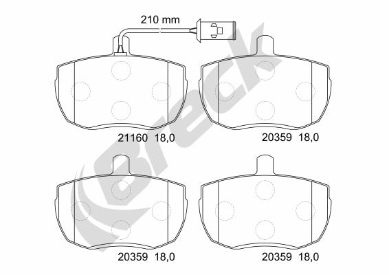 Set placute frana,frana disc 21160 00 701 10 BRECK